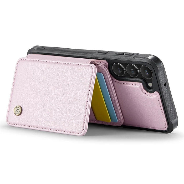 JEEHOOD J05 For Samsung Galaxy S23 Case Leather Mobile Cover with Detachable Magnetic Card Bag - Pink - 3