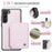 JEEHOOD J05 For Samsung Galaxy S23 Case Leather Mobile Cover with Detachable Magnetic Card Bag - Pink - 5