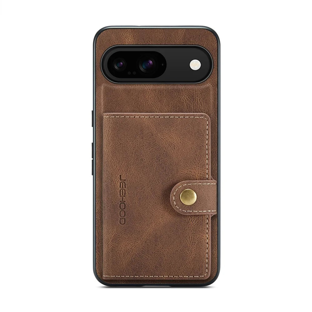 JEEHOOD J01 For Google Pixel 9 / Pixel 9 Pro Case Retro Leather + TPU Phone Cover Detachable Magnetic Card Holder - Brown - 5