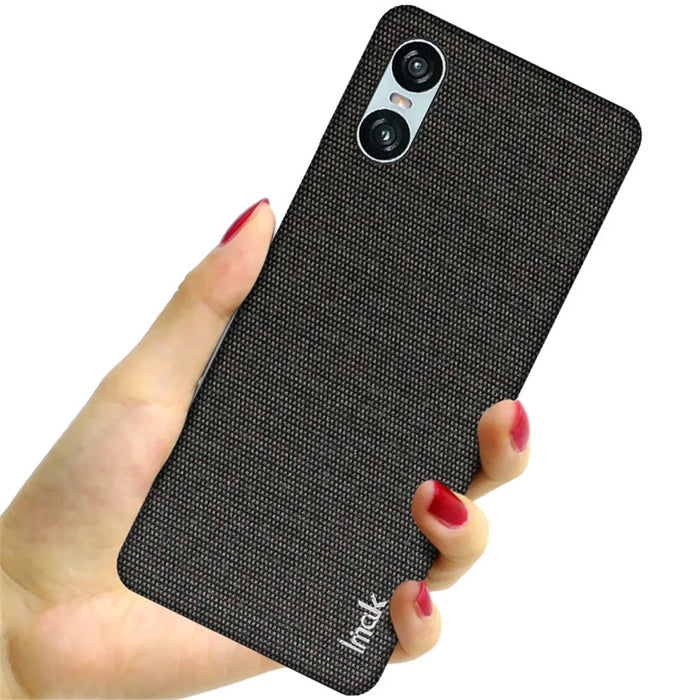 IMAK Ruiyi Series for Sony Xperia 10 VI Case Fabric Texture Leather+PC Phone Back Cover - Black - 3