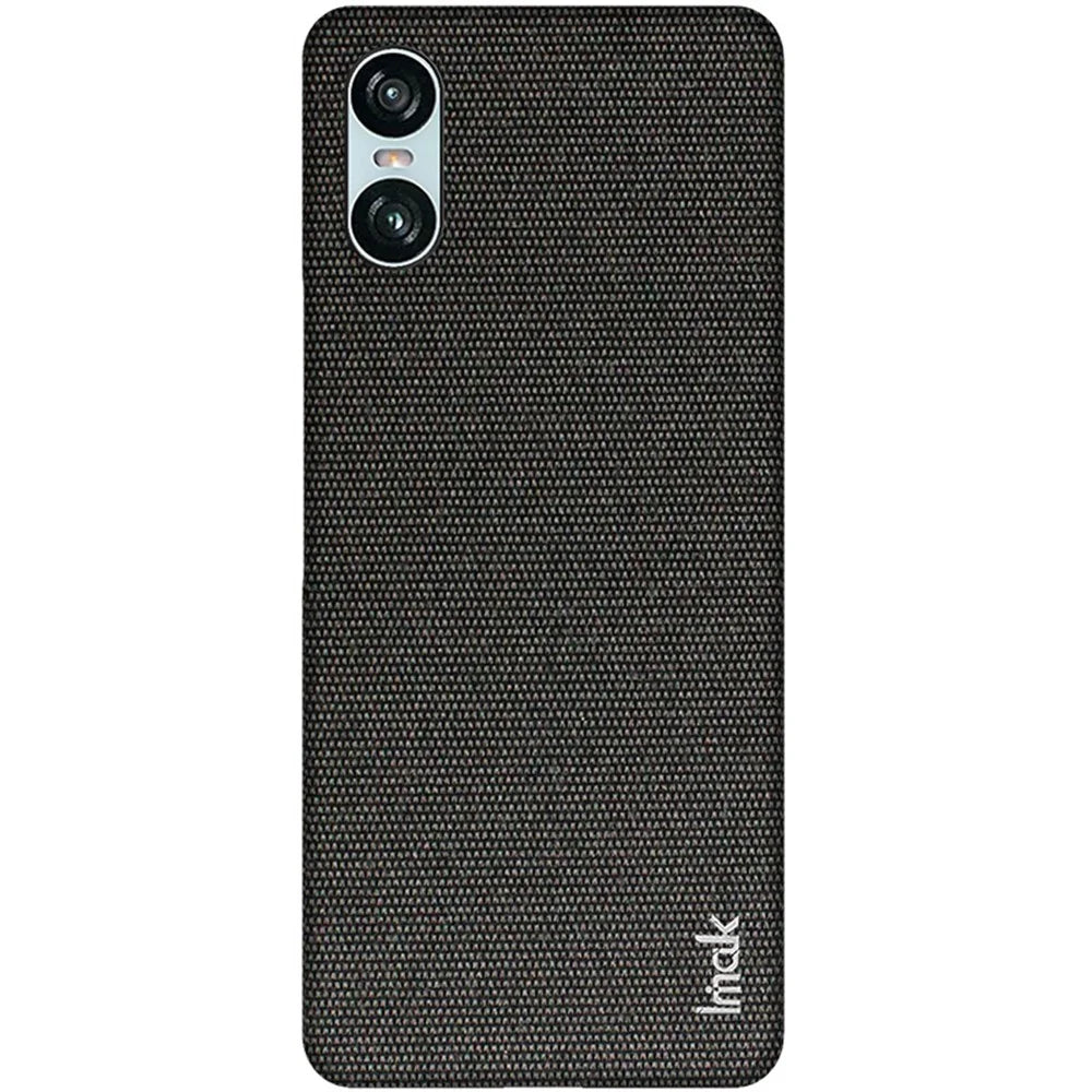 IMAK Ruiyi Series for Sony Xperia 10 VI Case Fabric Texture Leather+PC Phone Back Cover - Black - 4