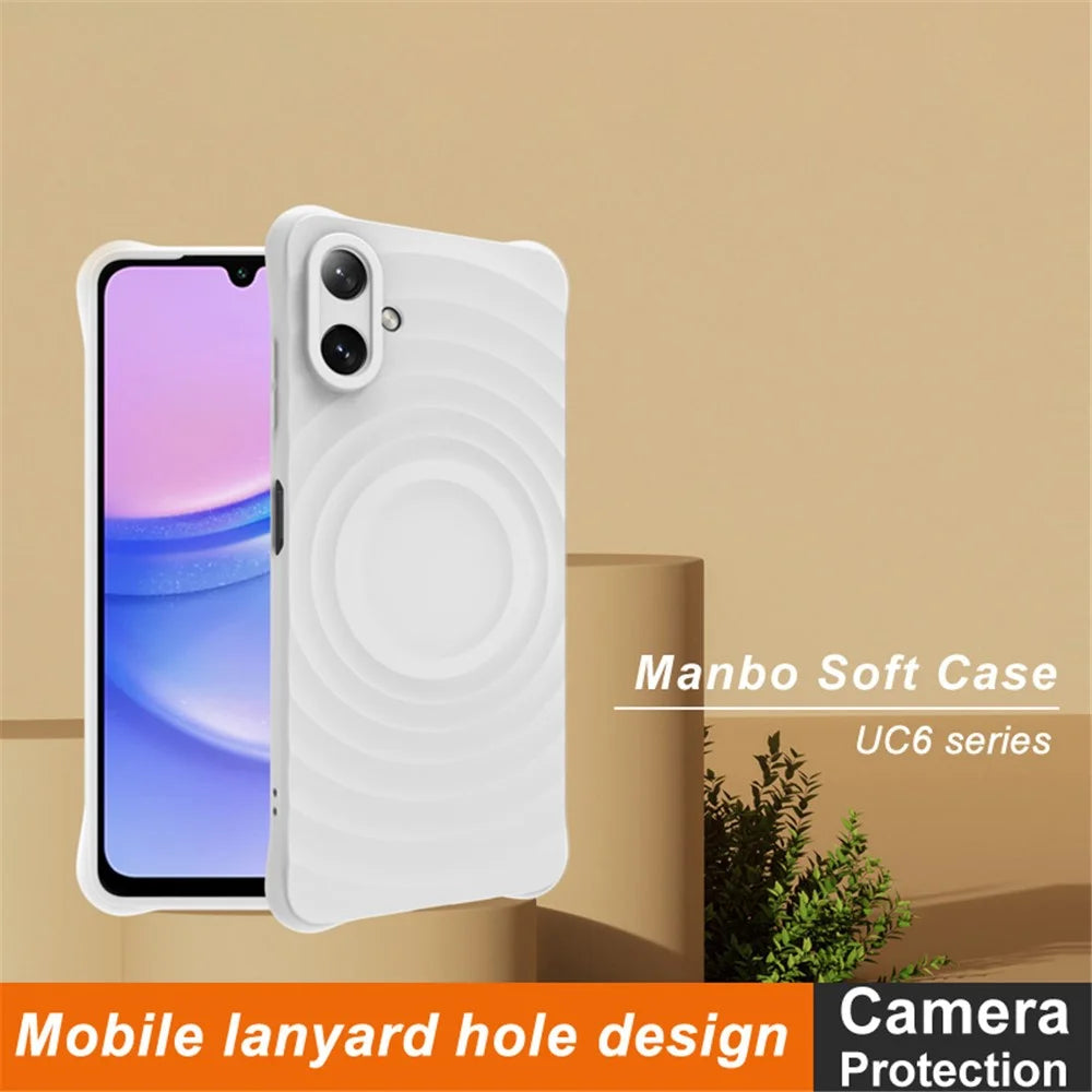 IMAK UC-6 Series for Samsung Galaxy A06 4G Case Water Drop Texture Anti-Skid Matte TPU Cover - Matte White - 2