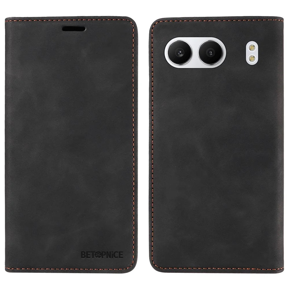 BETOPNICE 003 For OnePlus Nord 4 Wallet Case Leather Phone Cover with Stand - Black - 1