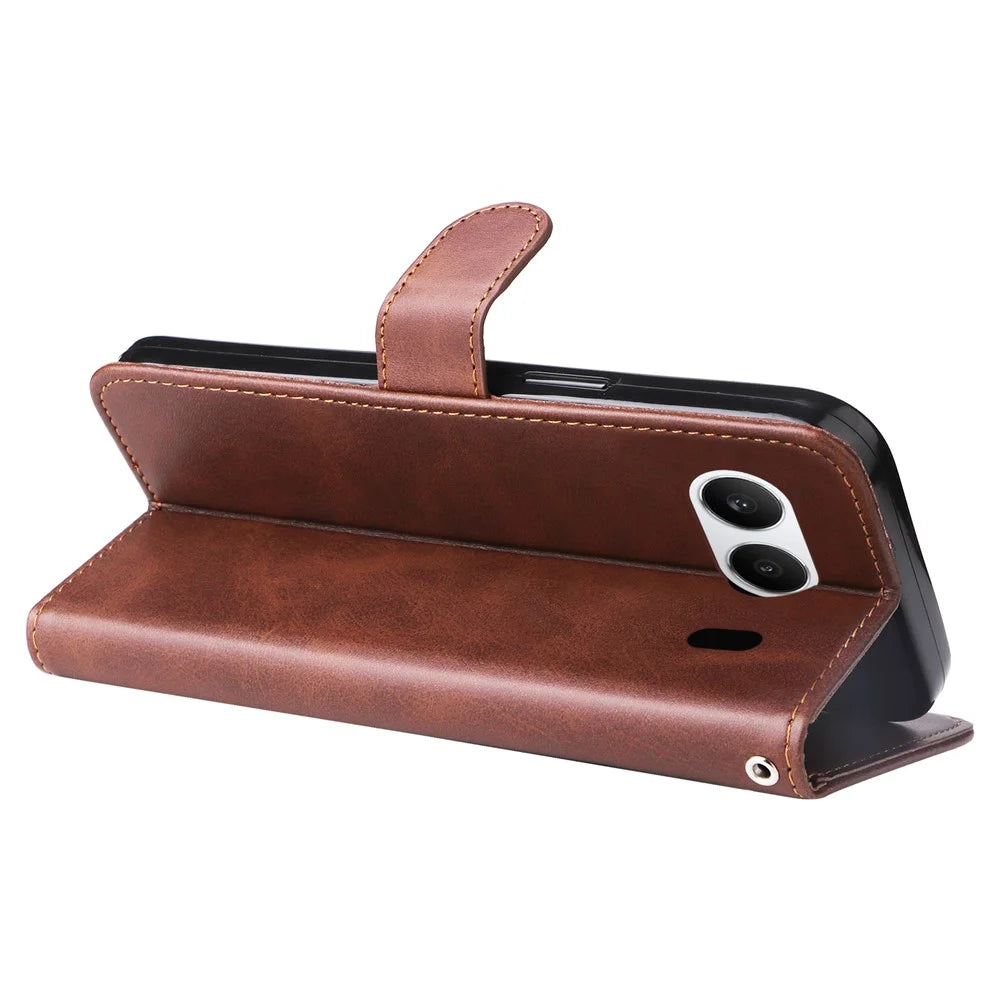 For OnePlus Nord 4 Case Zipper Wallet Calf Texture PU Leather Phone Cover - Brown - 3