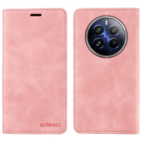BETOPNICE 003 For Realme 13 Pro 5G (Global) / 13 Pro+ 5G (Global) / P1 Pro 5G / 12 Pro+ 5G / 12 Pro 5G Wallet Case Leather Phone Cover Stand - Pink - 1