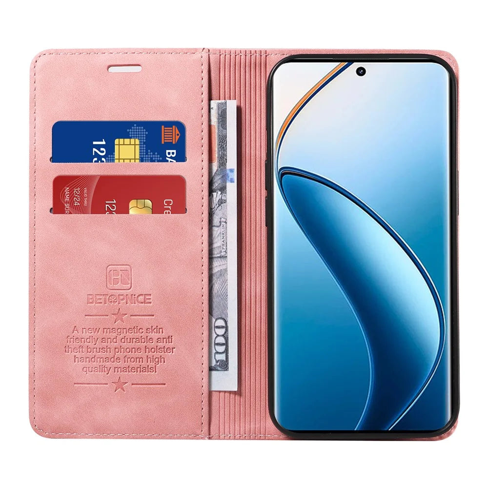 BETOPNICE 003 For Realme 13 Pro 5G (Global) / 13 Pro+ 5G (Global) / P1 Pro 5G / 12 Pro+ 5G / 12 Pro 5G Wallet Case Leather Phone Cover Stand - Pink - 2
