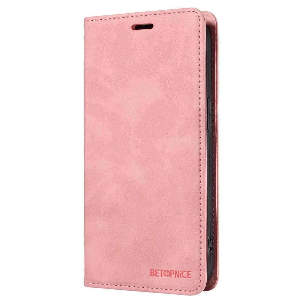 BETOPNICE 003 For Realme 13 Pro 5G (Global) / 13 Pro+ 5G (Global) / P1 Pro 5G / 12 Pro+ 5G / 12 Pro 5G Wallet Case Leather Phone Cover Stand - Pink - 6