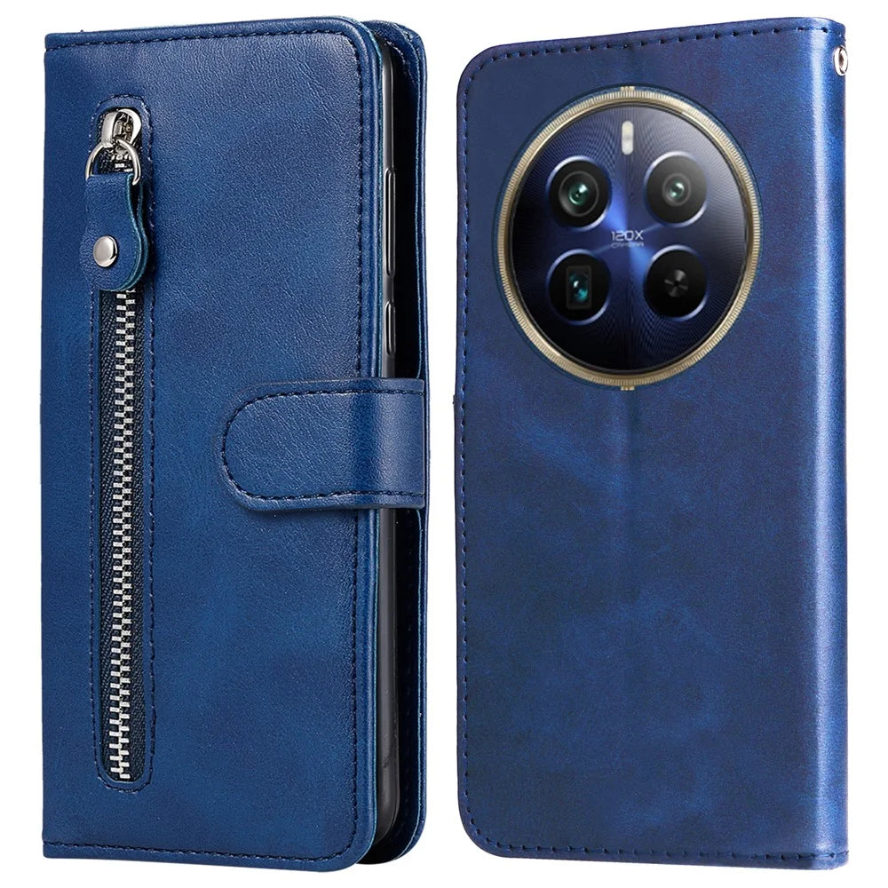 For Realme 13 Pro 5G (Global) / 13 Pro+ 5G (Global) / P1 Pro 5G / 12 Pro+ 5G / 12 Pro 5G Case Zipper Wallet PU Leather Phone Cover - Blue - 1
