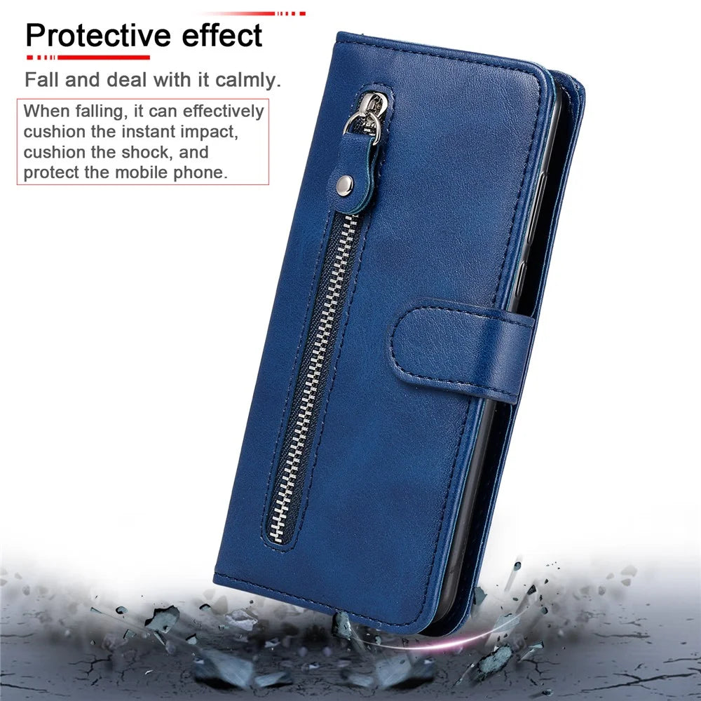 For Realme 13 Pro 5G (Global) / 13 Pro+ 5G (Global) / P1 Pro 5G / 12 Pro+ 5G / 12 Pro 5G Case Zipper Wallet PU Leather Phone Cover - Blue - 5