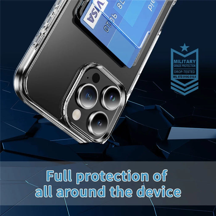 For iPhone 16 Pro Max Clear Case TPU+PC+Acrylic Cell Phone Case with Card Holder - 4