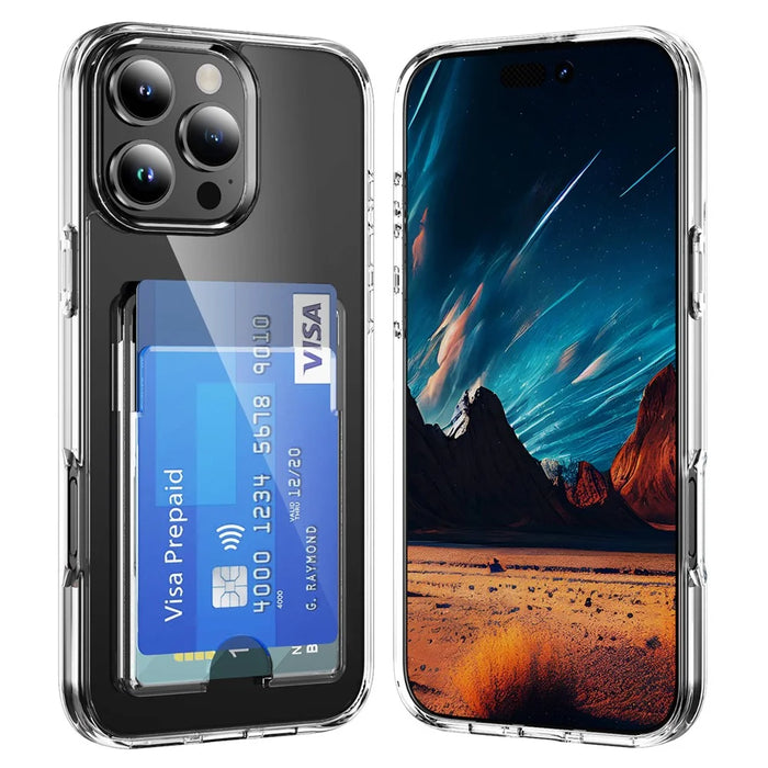 For iPhone 16 Pro Clear Case TPU+PC+Acrylic Cell Phone Case with Card Holder - 1