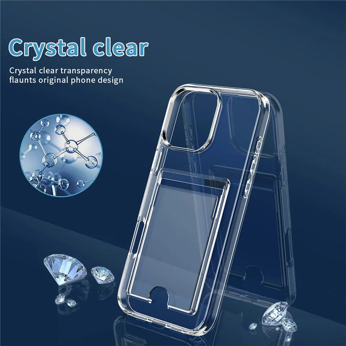 For iPhone 16 Pro Clear Case TPU+PC+Acrylic Cell Phone Case with Card Holder - 6