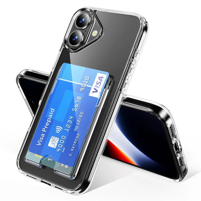 For iPhone 16 Clear Case TPU+PC+Acrylic Cell Phone Case with Card Holder - 2