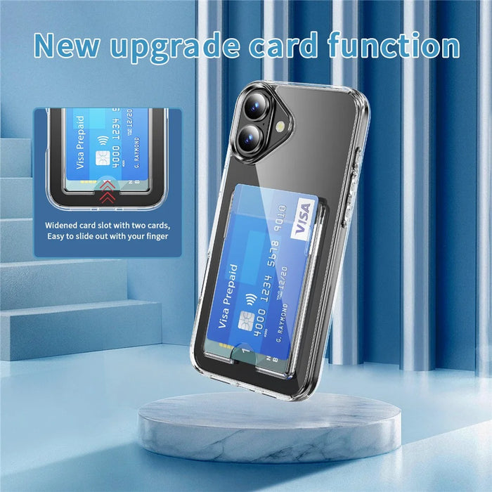 For iPhone 16 Clear Case TPU+PC+Acrylic Cell Phone Case with Card Holder - 3