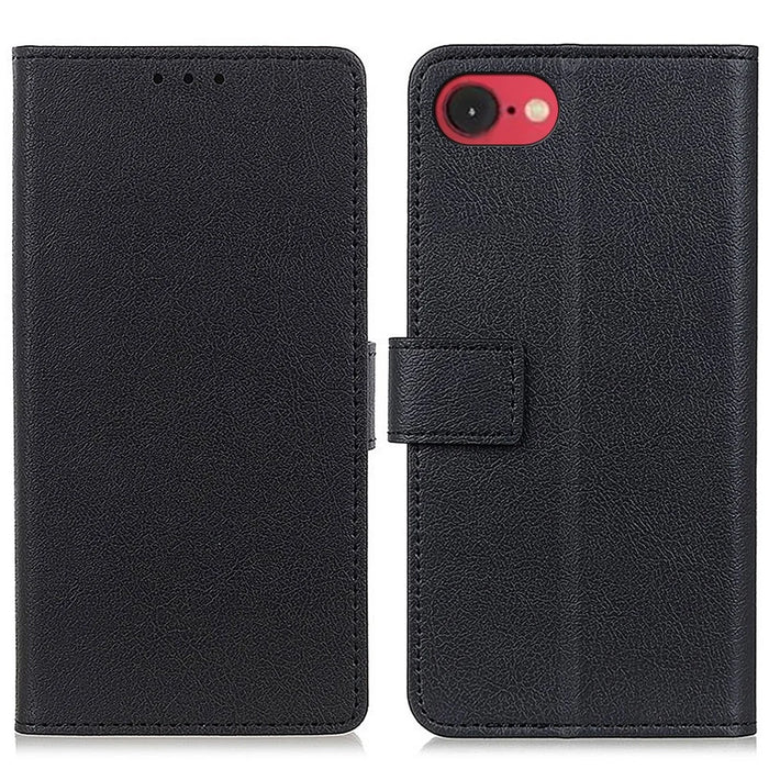 For iPhone 17e / 16e Case PU Leather Stand Wallet Phone Cover - Black - 1