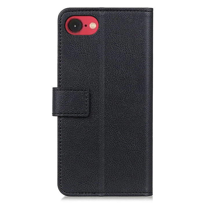 For iPhone 17e / 16e Case PU Leather Stand Wallet Phone Cover - Black - 7