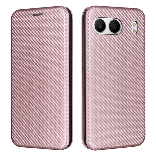 For OnePlus Nord 4 Case Carbon Fiber Texture Drop-Proof PU Leather Phone Cover - Rose Gold - 1