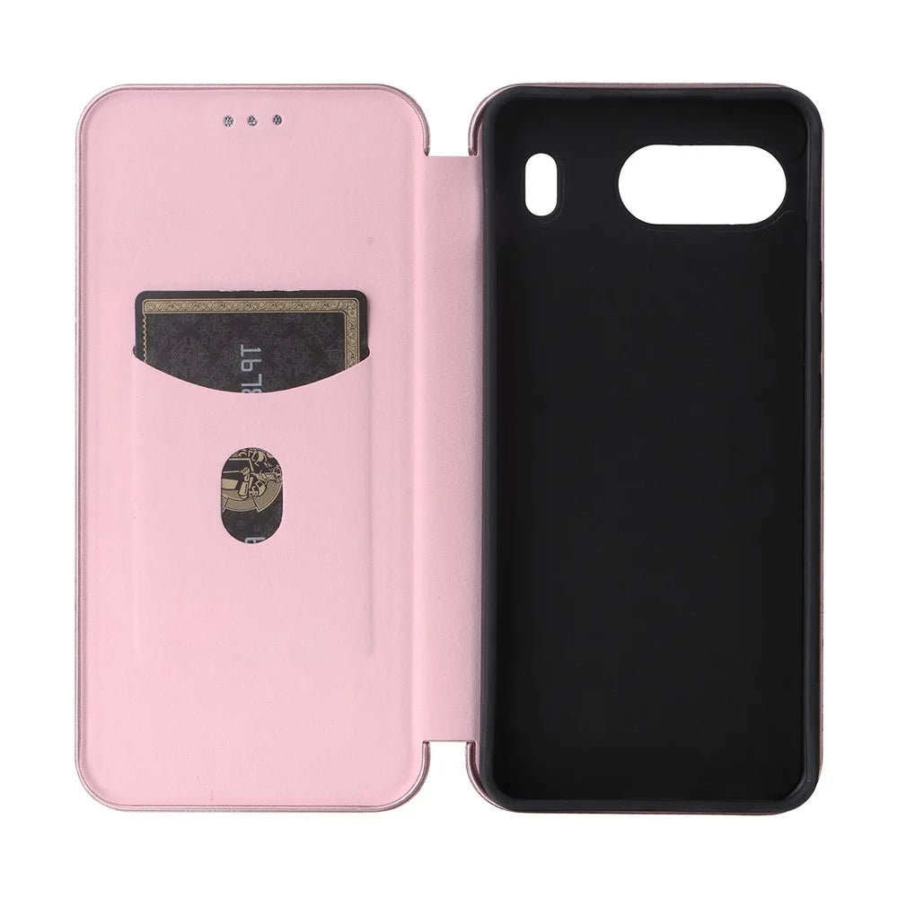For OnePlus Nord 4 Case Carbon Fiber Texture Drop-Proof PU Leather Phone Cover - Rose Gold - 4