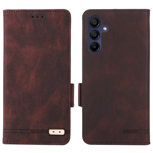 For Samsung Galaxy A16 5G / A16 4G Case Leather Wallet Flip Phone Cover with Hardware Decor - Coffee - 1