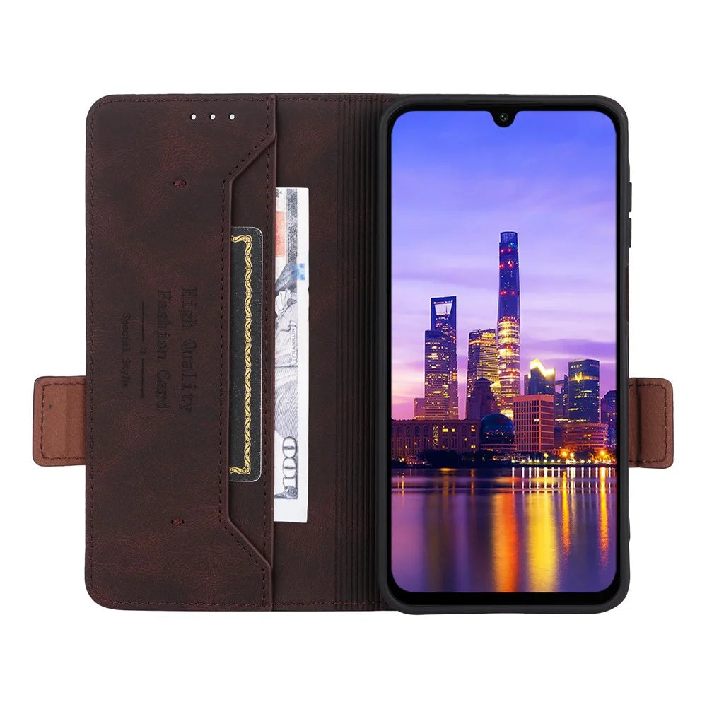 For Samsung Galaxy A16 5G / A16 4G Case Leather Wallet Flip Phone Cover with Hardware Decor - Coffee - 2