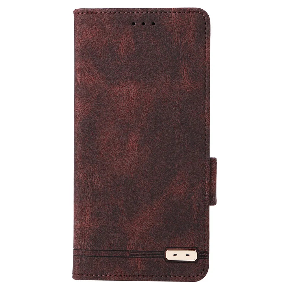 For Samsung Galaxy A16 5G / A16 4G Case Leather Wallet Flip Phone Cover with Hardware Decor - Coffee - 6