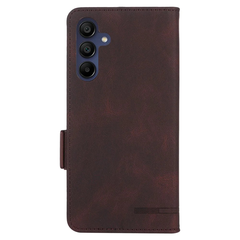 For Samsung Galaxy A16 5G / A16 4G Case Leather Wallet Flip Phone Cover with Hardware Decor - Coffee - 7