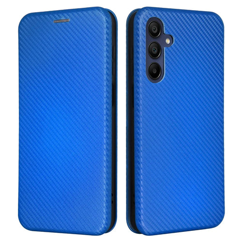 For Samsung Galaxy A16 5G / A16 4G Case Carbon Fiber Texture Drop-Proof PU Leather Phone Cover - Blue - 1