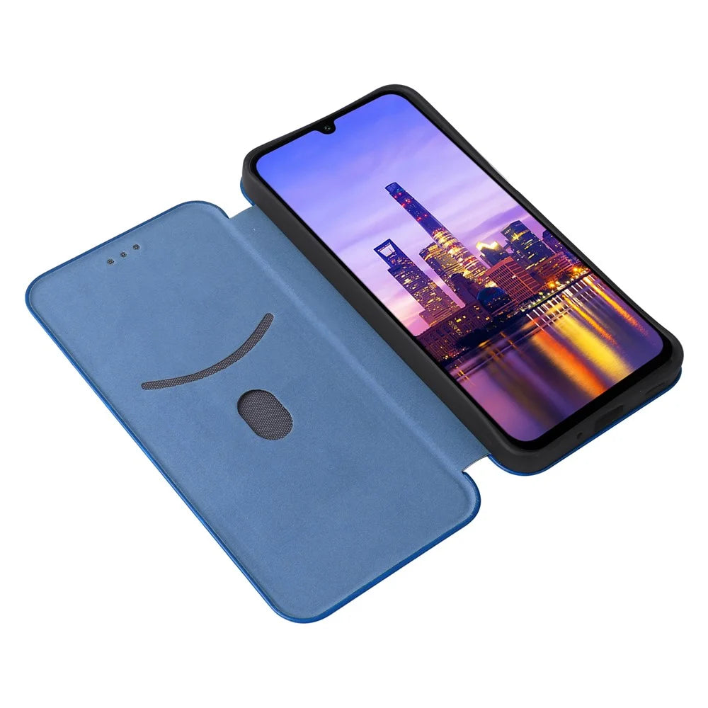 For Samsung Galaxy A16 5G / A16 4G Case Carbon Fiber Texture Drop-Proof PU Leather Phone Cover - Blue - 2