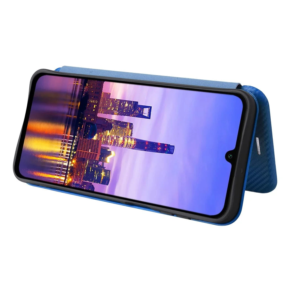 For Samsung Galaxy A16 5G / A16 4G Case Carbon Fiber Texture Drop-Proof PU Leather Phone Cover - Blue - 3