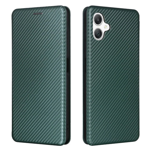 For Samsung Galaxy A06 4G Case Carbon Fiber Texture Drop-Proof PU Leather Phone Cover - Green - 1