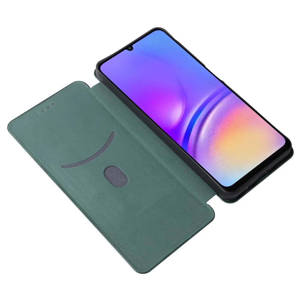 For Samsung Galaxy A06 4G Case Carbon Fiber Texture Drop-Proof PU Leather Phone Cover - Green - 3
