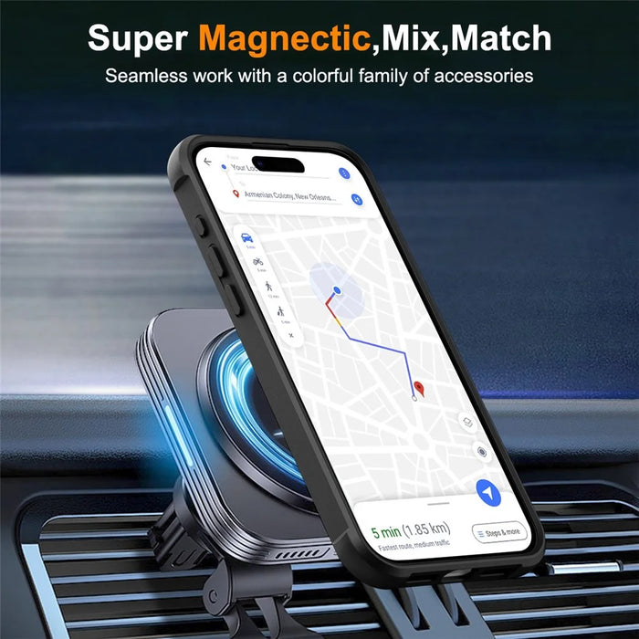 For iPhone 16 Pro Max Case Compatible with MagSafe Rotatable Ring Kickstand TPU+PC Phone Cover - Black - 5