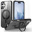 For iPhone 16 Plus Case Compatible with MagSafe Rotatable Ring Kickstand TPU+PC Phone Cover - Black - 1