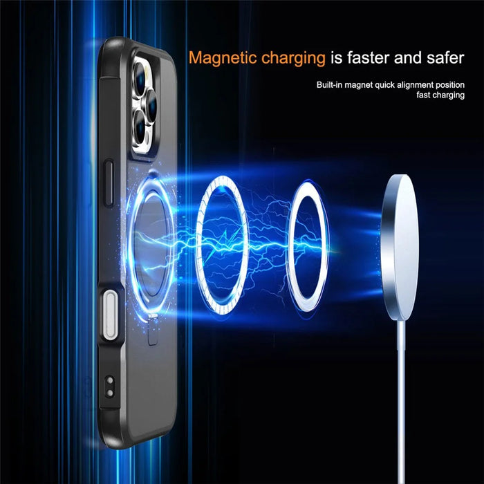 For iPhone 16 Pro Max Case Compatible with MagSafe Ring Holder Kickstand TPU+PC Phone Cover - Black - 3