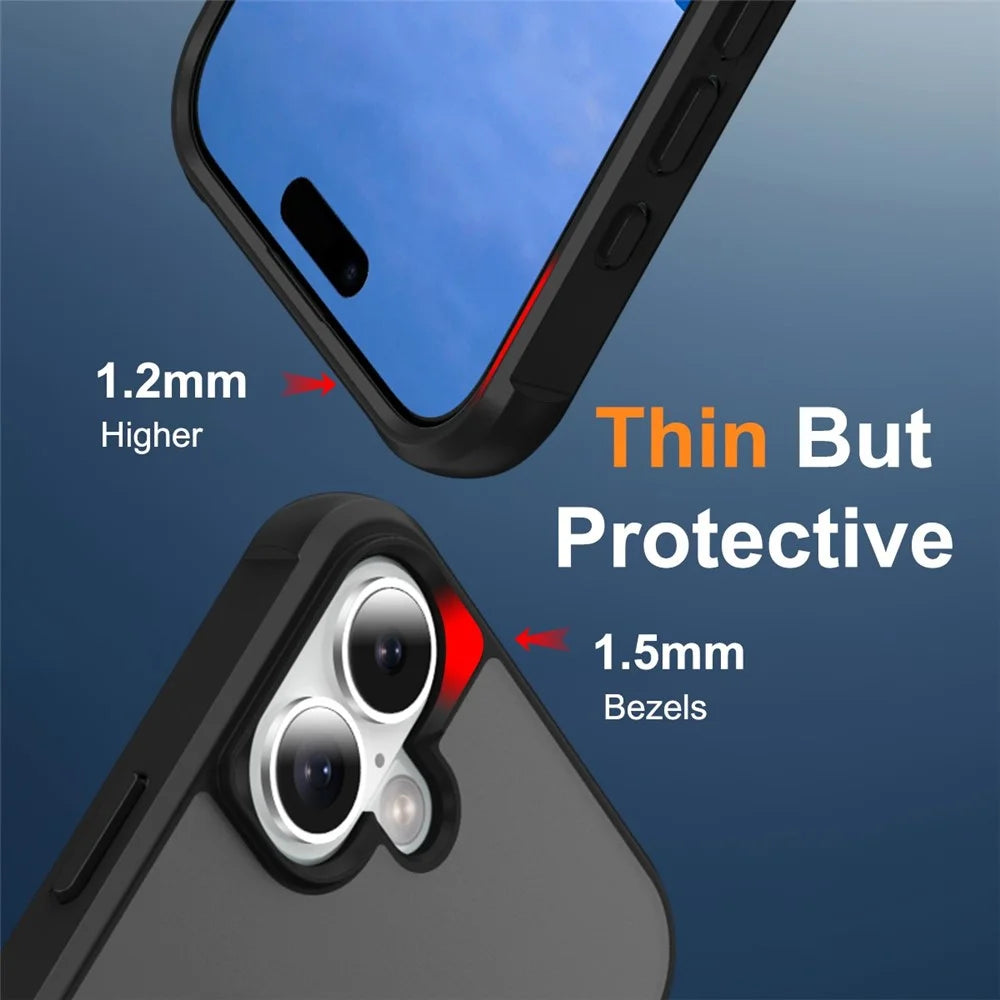 For iPhone 16 Case Compatible with MagSafe Ring Holder Kickstand TPU+PC Phone Cover - Black - 6