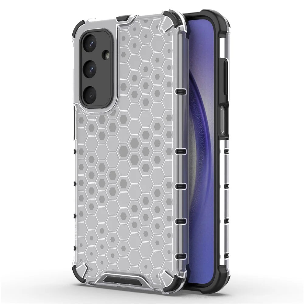 For Samsung Galaxy M35 5G Case PC+TPU Phone Cover Honeycomb Shape - Grey - 1