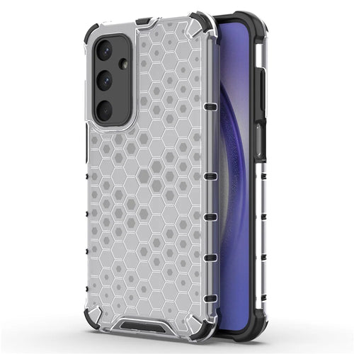 For Samsung Galaxy M35 5G Case PC+TPU Phone Cover Honeycomb Shape - Grey - 1