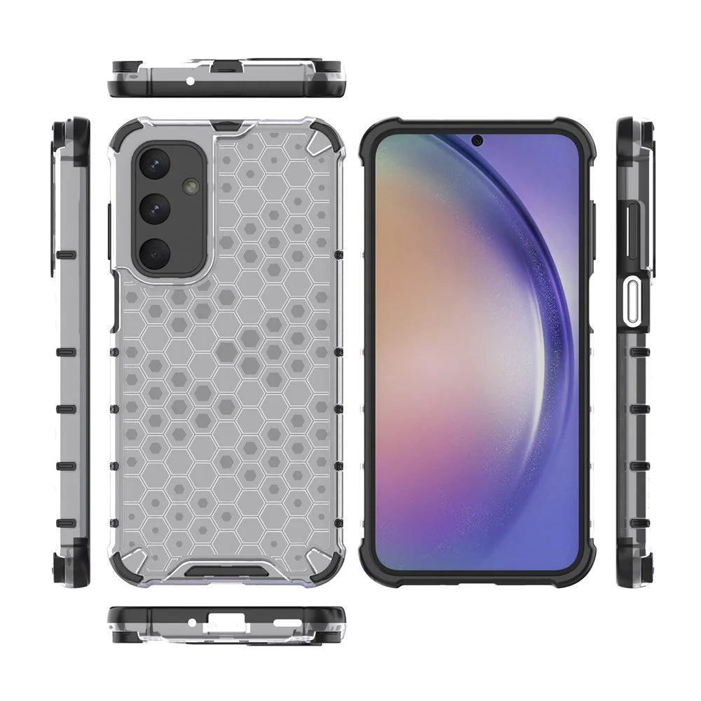 For Samsung Galaxy M35 5G Case PC+TPU Phone Cover Honeycomb Shape - Grey - 3