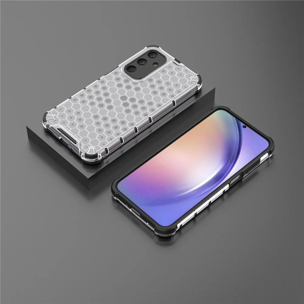 For Samsung Galaxy M35 5G Case PC+TPU Phone Cover Honeycomb Shape - Grey - 4