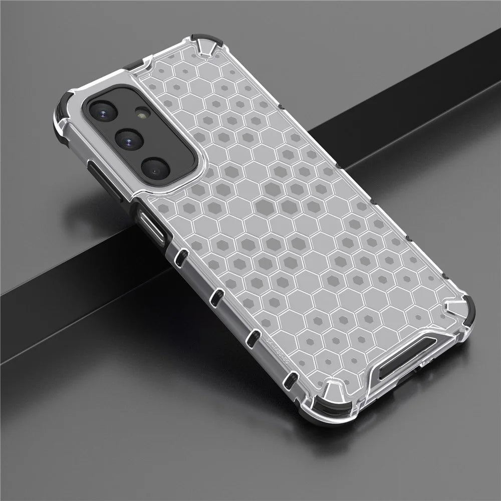 For Samsung Galaxy M35 5G Case PC+TPU Phone Cover Honeycomb Shape - Grey - 5