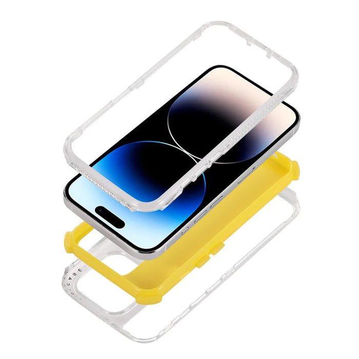 For iPhone 16 Pro Case 3-in-1 Drop-Proof PC+TPU Phone Cover - Yellow - 4