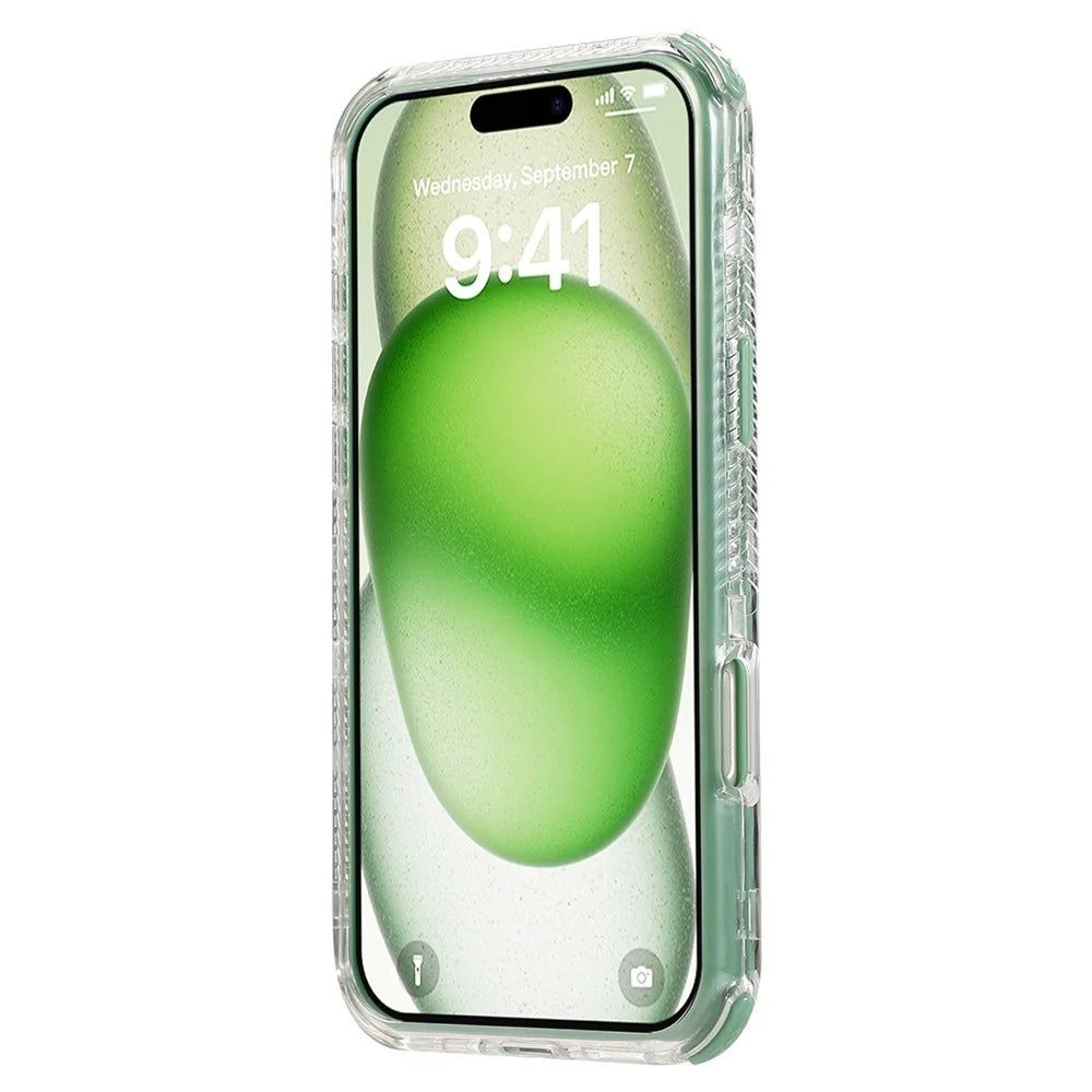 For iPhone 16 Case 3-in-1 Drop-Proof PC+TPU Phone Cover - Blackish Green - 3