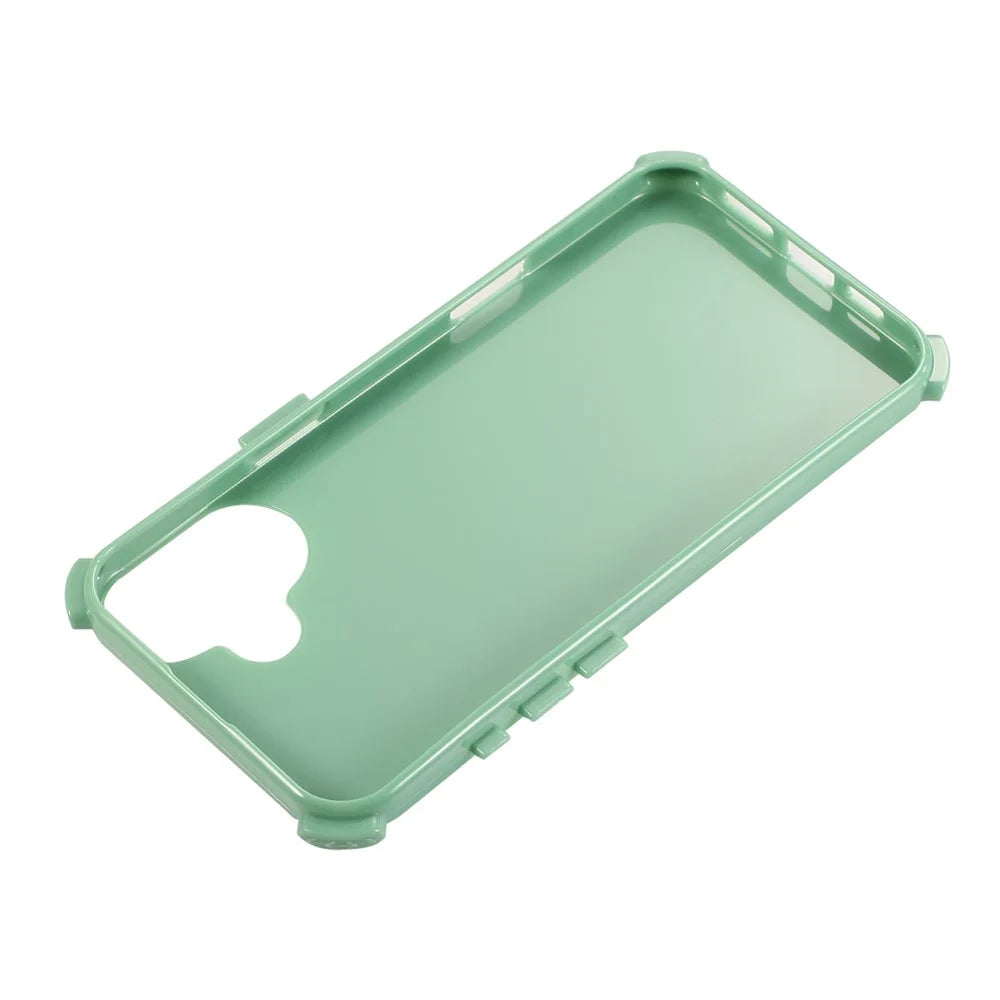 For iPhone 16 Case 3-in-1 Drop-Proof PC+TPU Phone Cover - Blackish Green - 5