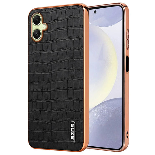 AZNS For Samsung Galaxy A06 4G Case Electroplating Crocodile Texture PU+TPU Phone Cover - Black - 1