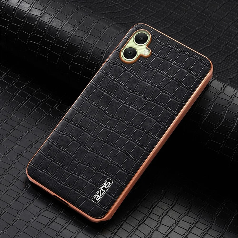 AZNS For Samsung Galaxy A06 4G Case Electroplating Crocodile Texture PU+TPU Phone Cover - Black - 3