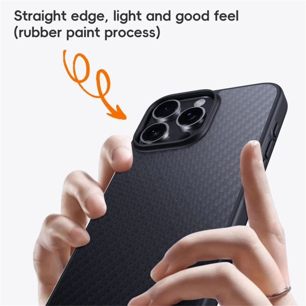 For iPhone 16 Pro Max Case Compatible MagSafe Shockproof TPU+Aramid Fiber Phone Cover Carbon Fiber Texture - 3