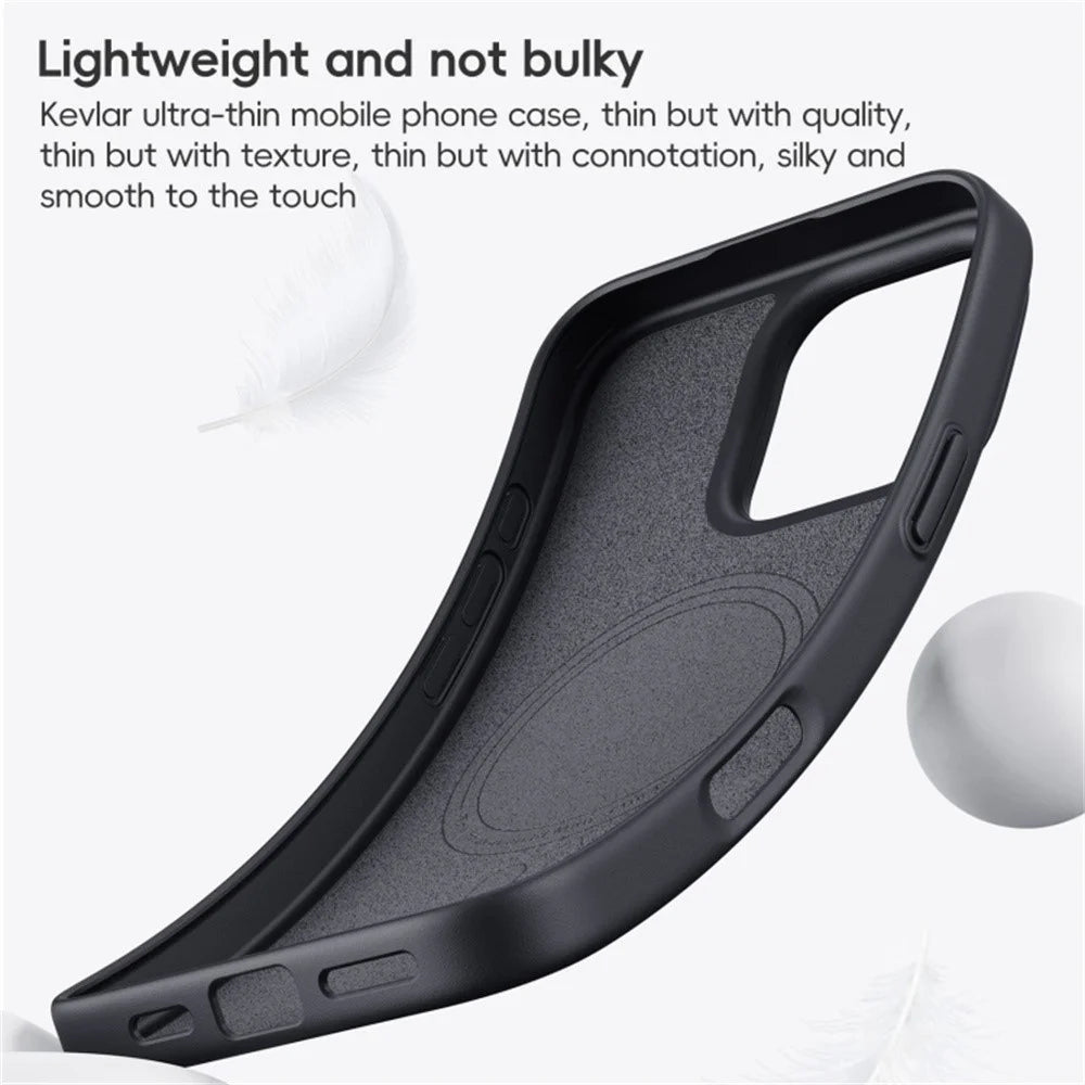 For iPhone 16 Pro Max Case Compatible MagSafe Shockproof TPU+Aramid Fiber Phone Cover Carbon Fiber Texture - 4