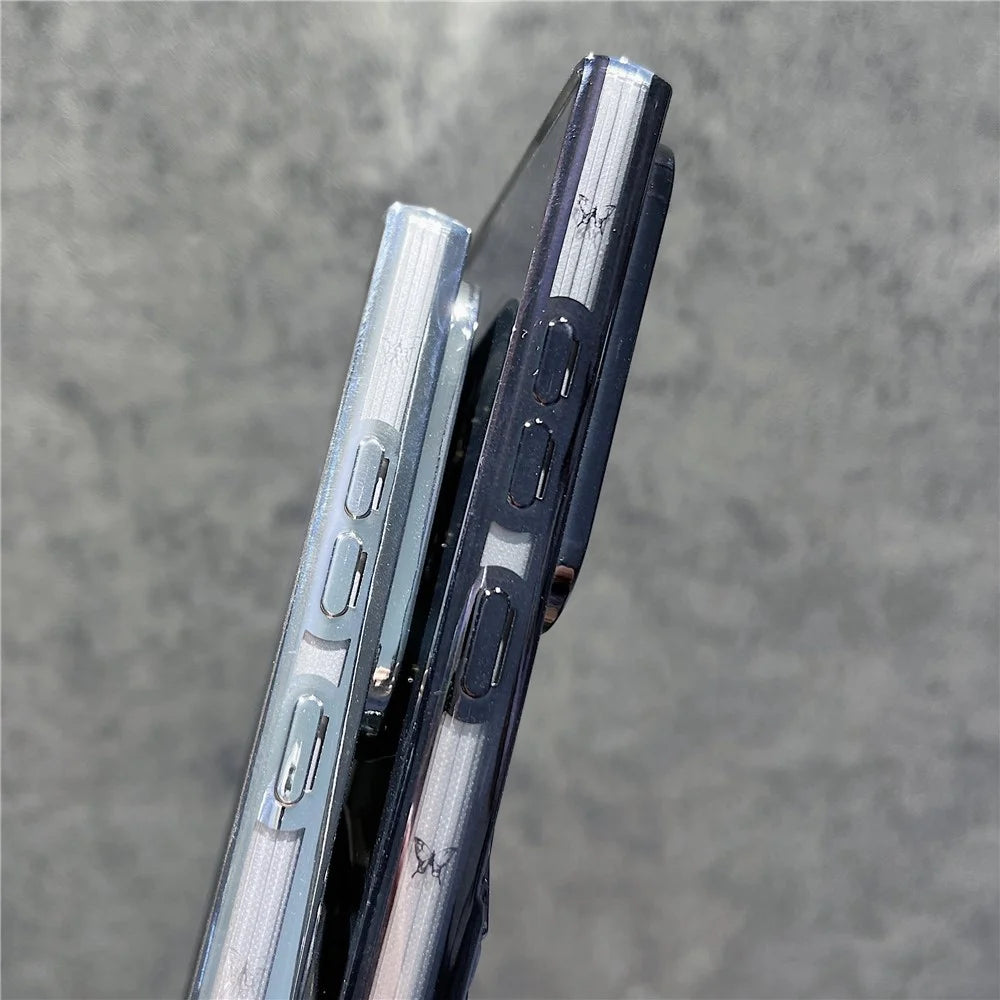 For Samsung Galaxy S24 Ultra Case Quicksand Butterfly TPU Phone Cover with Glass Lens Film - Silver - 4