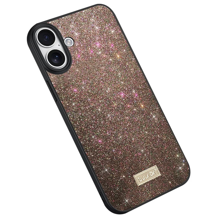SULADA For iPhone 16 Case PU Leather+PC+TPU Glitter Sequins Back Phone Cover - Multi-Color - 1