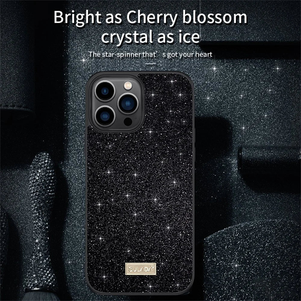 SULADA For iPhone 16 Pro Case PU Leather+PC+TPU Glitter Sequins Back Phone Cover - Red - 5